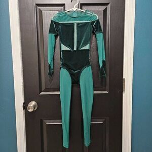 Weissman NWOT child small dance costume green velvet jazz lyrical tap contempora